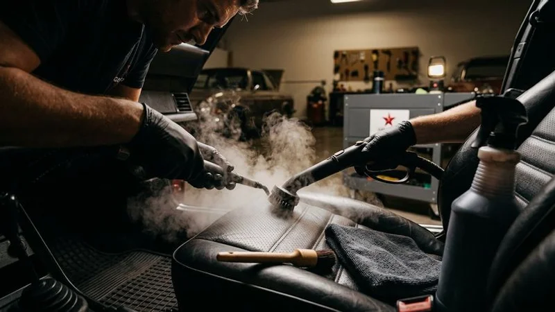 Before and after interior detailing comparison