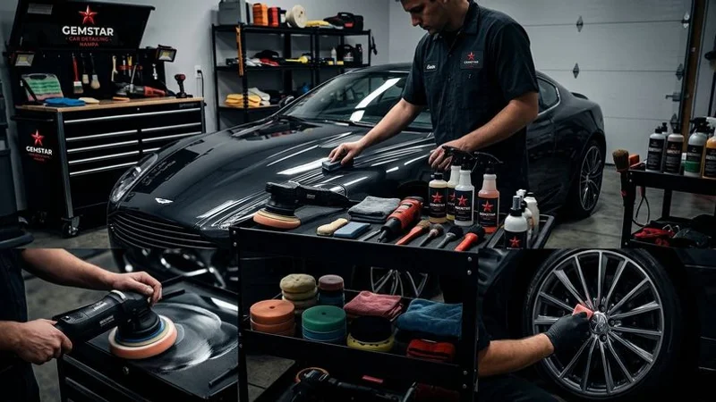 Full detail package being performed on vehicle at customer location