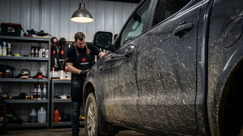 Dirty vehicle after driving on Treasure Valley gravel road