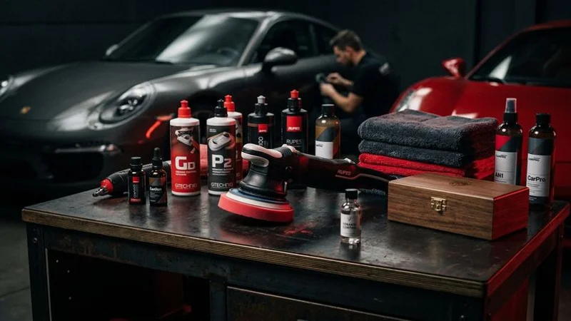 Self-contained mobile detailing equipment and professional supplies