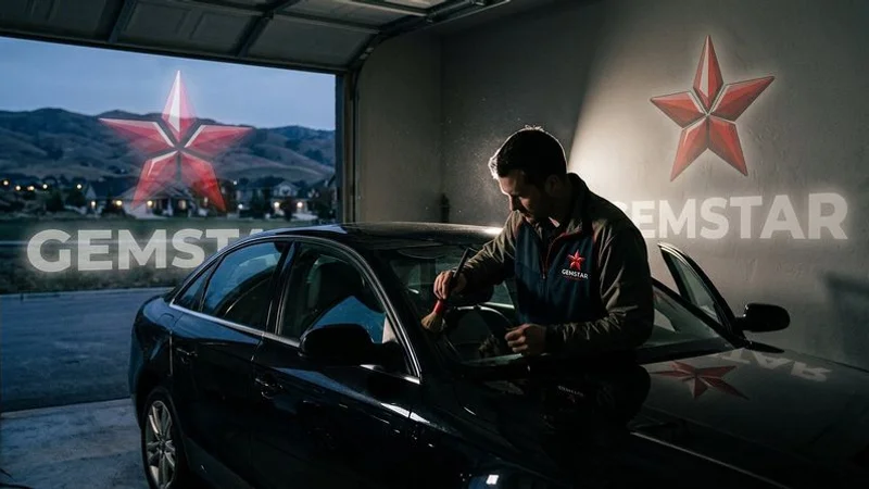 RV being detailed at customer location with professional mobile equipment